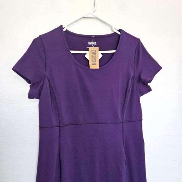 NWT Duluth NoGA Active Short Sleeve Stretch Dress Purple Blackberry Women Medium - Picture 2 of 5
